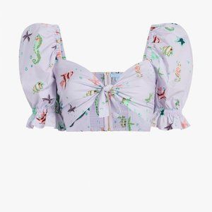NWT Hill House Isabella Cropped Top Sea Creatures Size S